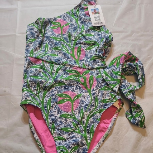 NWT - Liberty & Justice Women's One Shoulder Cut Out One Piece Swim M - Picture 1 of 5